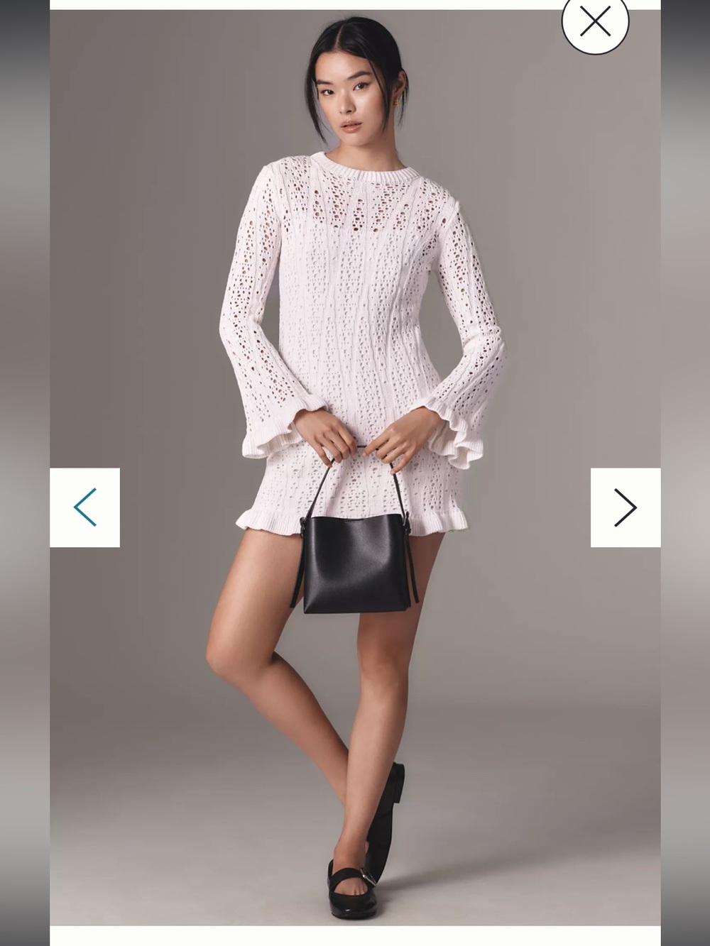 Avec Les Filles White Eyelet Knit Mini Dress